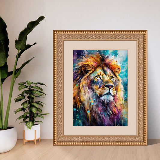 Lion Portrait Art Painting Digital Download