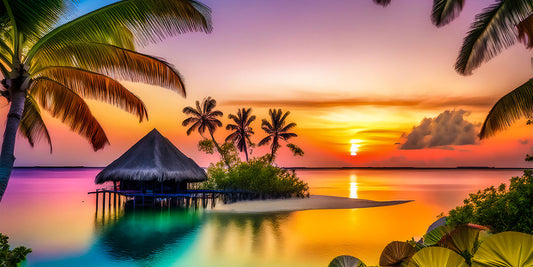Tropical Island Sunset Paradise Art Digital Download