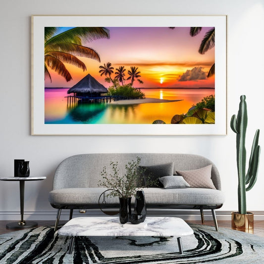 Tropical Island Sunset Paradise Art Digital Download